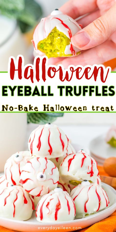 Halloween Eyeball Truffles Recipe - Everyday Eileen Eyeball Truffles, Easy Desserts For Kids, Spooky Sweets, Vanilla Oreo, Candy Apple Recipe, Halloween Snack, Truffles Recipe, Fun Halloween Food, Foodie Art