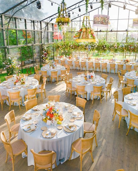 Greenhouse Wedding Reception, Wedding Ideas 2024, Family Dancing, Beautiful Greenhouse, Table Setting Wedding, Wildflower Wedding Theme, Colorful Florals, Reception Inspiration, Greenhouse Wedding