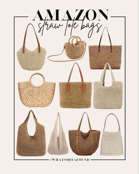 Straw tote bags Summer Purses 2024, Summer Bags 2024, Bags For Summer, Best Beach Bag, Amazon Marketing, Minimal Wardrobe, Amazon Must Haves, Summer Purses, Straw Beach Bag