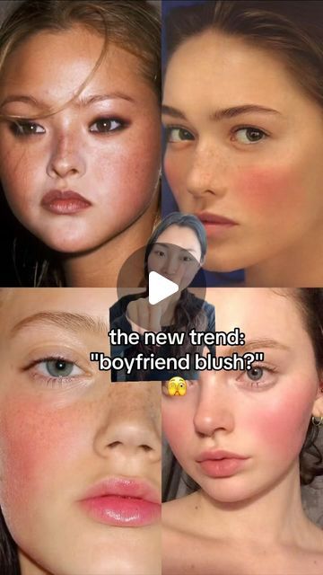 hannah cho 🐰☆ on Instagram: "boyfriend blush is the new trend... what do we think? 🫣😳🤔  if u have this naturally, im jealous 🩷🌟 it is so cute!!   #blush #makeuptrends #makeuptutorials #boyfriendblush" Best Blush Makeup, What Blush Color To Use, Boyfriend Blush Placement, Boyfriend Blush Makeup, Blush Recommendation, Cute Make Up Looks, Boyfriend Blush, Blushing Makeup, Hannah Cho