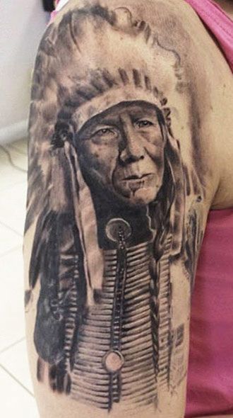 Native American Chief Tattoo, Indian Head Tattoo, Native Indian Tattoos, Indian Tattoo Design, Indian Tattoos, American Indian Tattoos, Native American Tattoo, Native American Tattoos, Native Tattoos