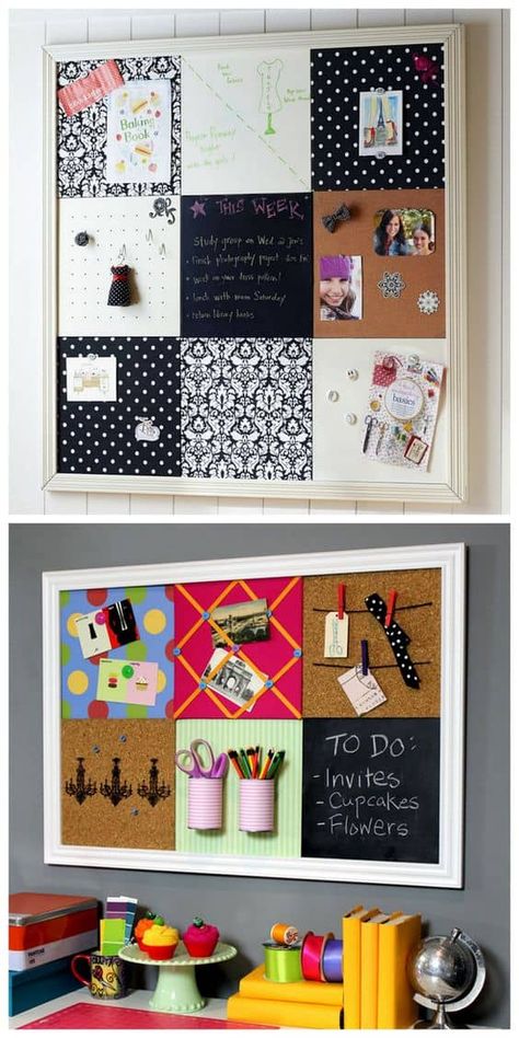 22 Exceptional DIY Bulletin Board Ideas to Revamp Your Home Office How To Make A Notice Board, Diy Notice Board Ideas, Diy Notice Board, Pinboard Ideas Inspiration, Diy Photo Board, Notice Board Ideas, Cork Storage, Office Bulletin Boards, Diy Teen