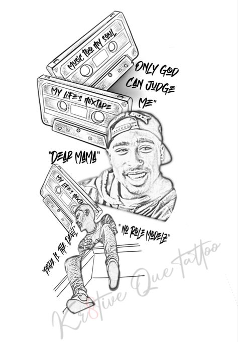 Tupac Shakur Tattoo Design, Tupac Lyrics Tattoo, J Cole Tattoos Ideas, Rap Inspired Tattoos, Hiphop Tattoo Ideas, J Cole Sketch, 2pac Tattoos Ideas, 2 Pac Tattoo, Rapper Tattoos Ideas