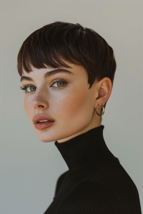 Pixies can be edgy or soft, adapting to any face shape and personal style for a refreshing change. Click for more inspiration. Soft Pixie Haircut, Modern Pixie Haircut, Brunette Pixie Cut, Caesar Haircut, Platinum Blonde Pixie, Pixie Haircut Ideas, Pixie Crop, Textured Pixie Cut, Asymmetrical Pixie