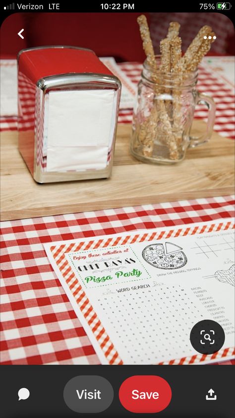 Restaurant Themed Birthday Party, Pizzeria Themed Birthday Party, Pizzeria Birthday Party, Pizza Party Ideas Birthday Adult, Adult Pizza Party, Pizza Party Menu, Italian Cousine, Italian Birthday Party, Pizzeria Party