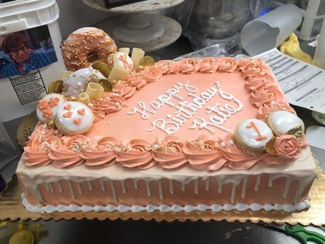 Customer wanted rose gold cake for 13 year old, make it cool and sophisticated. (whatever that means?) Birthday Cake For 86 Year Old Woman, Birthday Cake 45 Years Old Woman, Rose Gold Sheet Cake Birthday, Cake For Old Women, Rose Gold Sheet Cake, Birthday Cake For 85 Year Old Woman, Gold Sheet Cake, Sheet Cake Birthday, Rose Gold Cake