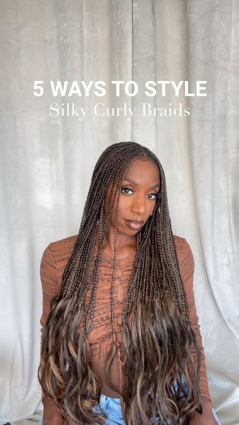 French Curls, Curly Braids, Faux Locs Hairstyles, Box Braids Hairstyles For Black Women, Cute Box Braids Hairstyles, Protective Hairstyles Braids, Cool Braid Hairstyles, Pretty Braided Hairstyles, Braids With Curls