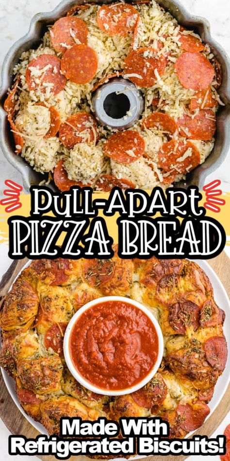 Biscuits Cheese, Pizza Monkey Bread, Pull Apart Pizza, Pull Apart Pizza Bread, Pizza Bread Recipe, Pizza Appetizers, Bread Easy, Mini Pizzas, Quick Appetizers