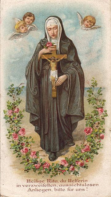 Rita von Cascia by Immaculata Helvetia, via Flickr St Rita Of Cascia, St. Rita, Santi Cattolici, Vintage Holy Cards, Religious Photos, Saints And Sinners, Religious Pictures, Catholic Images, Santa Rita