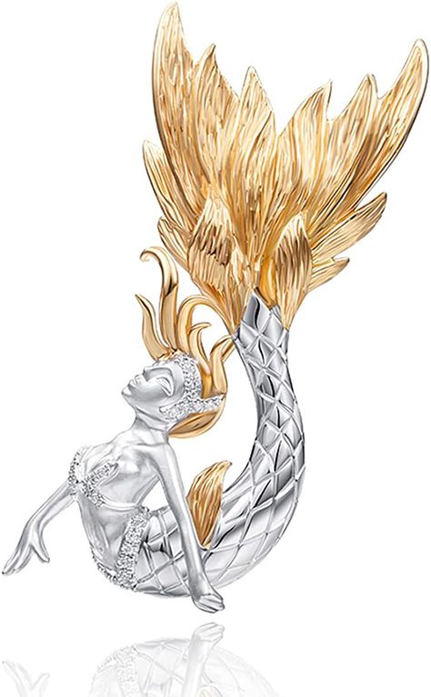 Amazon.com: Brooches For Women 18k Gold With Gemstone Mermaid Jewelry Sterling Silver Classic Aesthetic Brooch For Banquet Wedding Daily Supplies: Clothing, Shoes & Jewelry Mermaid Brooch, Mermaid Pattern, Sea Jewelry, Mermaid Jewelry, Vintage Brooches, Sterling Silver Jewelry, Mermaid, 18k Gold, Shoe Jewelry