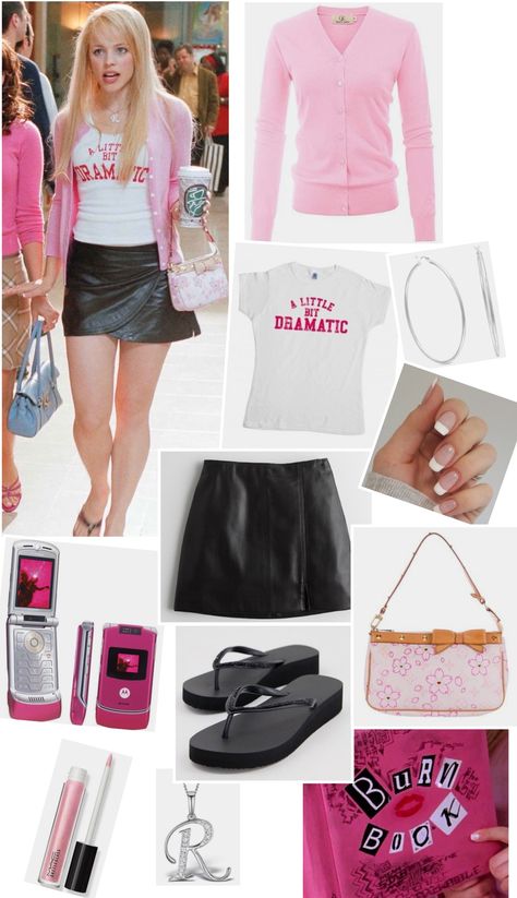 Regina George Pink Outfit, Outfits To Wear To The Mean Girls Movie, How To Look Like Regina George, Meangirls Inspired Outfit Halloween, Y2k Mean Girls Outfits, Mean Girls Inspo Outfits, How To Dress Like Regina George, Iconic Regina George Outfits, Mean Girls Dress Code