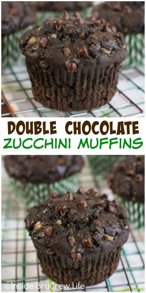 Leftover Zucchini, Double Chocolate Zucchini Muffins, Zucchini Chocolate Chip Muffins, Chocolate Zucchini Muffins, Zucchini Muffins, Chocolate Zucchini, Healthy Muffins, Chocolate Chip Muffins, Köstliche Desserts