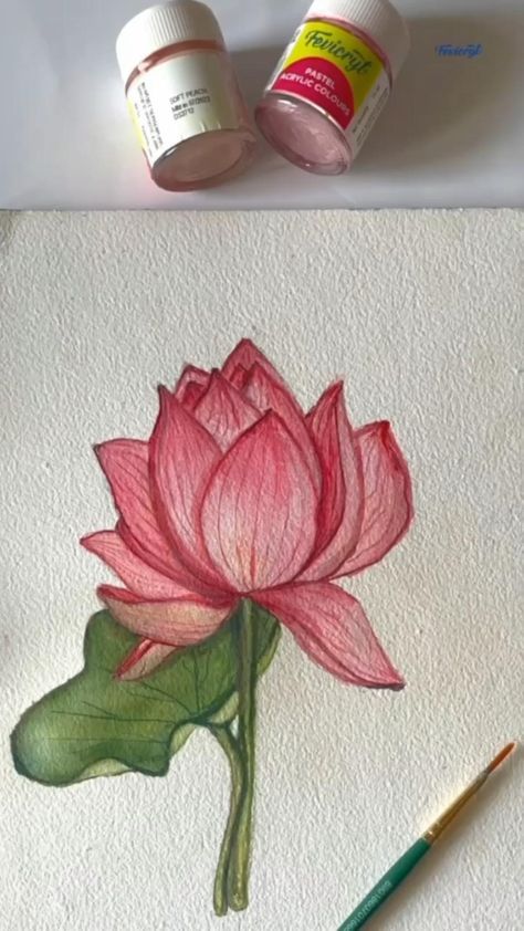 Carillons Diy, Lotus Flower Painting, Painting Flowers Tutorial, Lotus Flower Art, Lotus Painting, Flower Art Drawing, Watercolor Flower Art, Painting Art Lesson, Watercolor Art Lessons