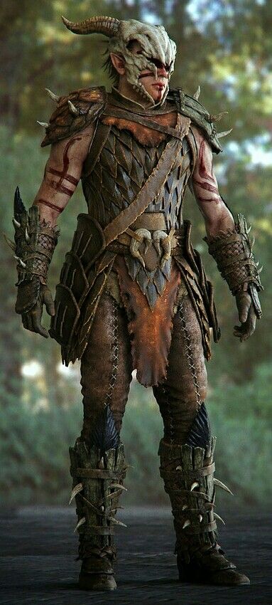 Bosmer Armor Dragon Hide Armor, Wooden Armor Druid, Wood Elf Armor, Swamp Armor, Armor With Fur, Skyrim Wood Elf, Skyrim Bosmer, Scaled Armor, Druid Armor