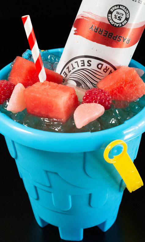 Beach Pale Drinks Alcohol, Liquor Bucket Drinks, Summer Bucket Drinks, Bucket Drinks Alcohol Recipes, Beach Pail Drinks, Boozy Bucket Recipes, Bucket Alcohol Drinks, Sand Pail Alcohol Drinks, Alcohol Bucket Drinks