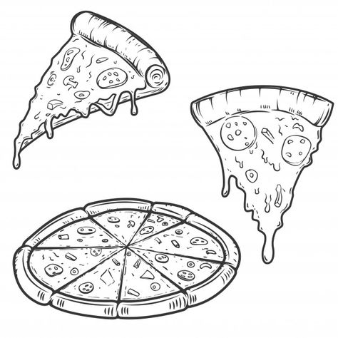 Pizza illustrations on white background.... | Premium Vector #Freepik #vector #background #banner #food #vintage Illustration Eyes, Pizza Icon, Pizza Tattoo, Pizza Drawing, Pizza Vector, Menu Illustration, Truck Graphics, Background Elements, Pizza Logo