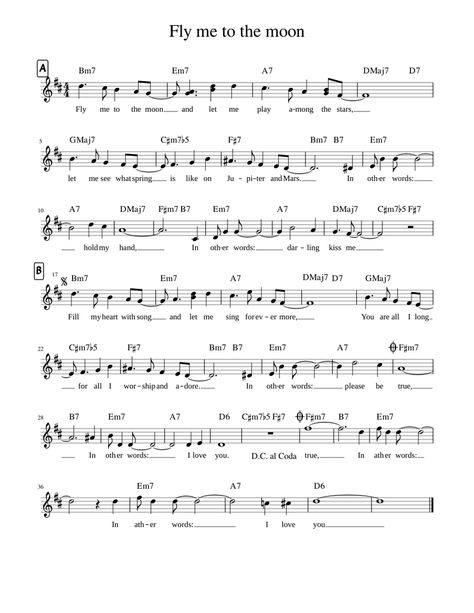 Download and print in PDF or MIDI free sheet music for Fly Me To The Moon by Bart Howard arranged by BenedictSong for Trumpet in b-flat (Solo) Piano Songs Chords, Learn To Play The Piano, Popular Piano Sheet Music, Piano Songs Sheet Music, Sheet Music With Letters, Fly To The Moon, Piano Songs For Beginners, Trumpet Sheet Music, Trumpet Music