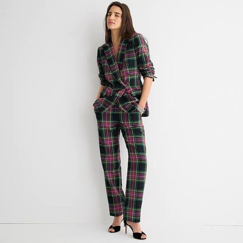 J.Crew: Kate Straight-leg Pant In Pink Stewart Tartan Wool For Women Stewart Tartan, Womens Jeans Bootcut, J Crew Style, Khaki Fashion, Jcrew Women, Wool Pants, Wool Plaid, Tartan Plaid, Straight Pants