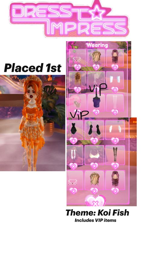 Includes VIP items {Placed 1st} Koi Fish Dress To Impress, Vip Dress, Fish Dress, Koi Fish, Koi, Dress To Impress, Fish, How To Wear, Quick Saves