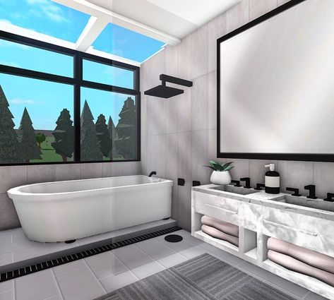 Roblox - Bloxburg Builder🏠🔨❄ on Instagram: “Modern Bathroom!🛁🚿 - Speedbuild now up on my YT channel! Link in bio. _ _ _ Tags》 #roblox #robloxbloxburg #welcometobloxburg #bloxburghouse…” Modern Colonial House Exterior, Modern Colonial House, Bloxburg House Builds, Bloxburg Homes, Colonial House Exteriors, Roblox House, Bloxburg Houses, Modern Minimalist House, House Decorating Ideas Apartments