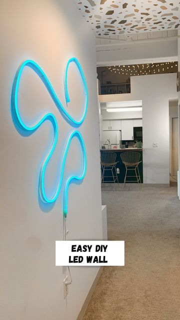 Emily Rayna Designs, Led Rope Lights Living Room, Neon Rope Light Ideas, Rope Lighting Ideas, Emily Rayna, Neon Room Decor, Diy Led Lighting Ideas, Bedroom Ideas For Small Rooms Diy, Apartment Deco