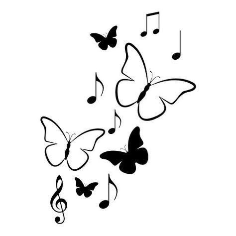 Tattoo Papillon, Music Notes Drawing, Simple Wall Paintings, Music Notes Art, Creative Wall Painting, Music Tattoo Designs, Wall Art Diy Paint, Diy Wall Painting, Music Drawings