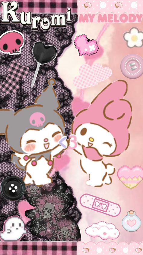 my melody and kuromi wallpaper #shufflescollage #shufflesapp #shuffleaesthetic #sanrio #kuromi #mymelody #mymelodyandkuromi #kuromiandmymelody #wallpaper Melody And Kuromi Wallpaper, My Melody And Kuromi Wallpaper, Kuromi Wallpaper, Purple Galaxy Wallpaper, My Melody And Kuromi, Melody And Kuromi, Sanrio Pompompurin, Pink Wallpaper Hello Kitty, Jelly Wallpaper