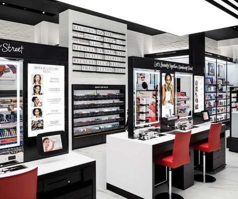 SEPHORA: In a retail landscape where experience is increasingly key to customer enjoyment, Sephora's store concepts are tech-heavy and service-oriented in a way many brick-and-mortar retailers haven't matched. #beauty #retail #cosmetics Beauty Retail, Sephora Store, Interior Design Jobs, Aesthetic Stores, Store Layout, Japandi Interior, Architecture Model Making, Counter Design, Sephora Beauty