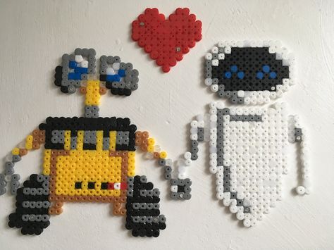 Disney Wall-e and Eve Hama bead perler beads melts beads heart Melts Beads, Wall E And Eve, Melty Bead Designs, Hama Bead, Disney Wall, Melty Beads, Melting Beads, Wall E, Perler Bead Art