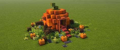 Minecraft Pumpkin Build, Pumpkin House Minecraft, Fall Minecraft House, Minecraft Warped Wood Builds, Pumpkin Patch Minecraft, Pumpkin Farm Minecraft, Mushrooms Minecraft, Minecraft Thanksgiving, Minecraft Halloween Decorations