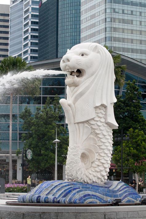 Merlion statue fountain in Singapore. SINGAPORE - JUNE 27: Original Merlion stat , #Affiliate, #Singapore, #SINGAPORE, #JUNE, #Merlion, #statue #ad Merlion Singapore, Statue Fountain, Asia Map, Heart Iphone Wallpaper, Architecture Drawing Art, Face Pictures, Concrete Garden, Water Features In The Garden, Green City