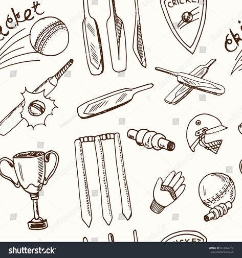 Seamless pattern with Cricket elements. Vector isolated Illustration on white background for packages product and other design #Ad , #ad, #elements#Vector#isolated#Seamless Cricket Journal Ideas, Cricket Doodle Art, Cricket Doodle, Cricket Sketch, Cricket Drawing, Cricket Vector, Cricket Illustration, Buddha Canvas Art, Jerry Wallpapers