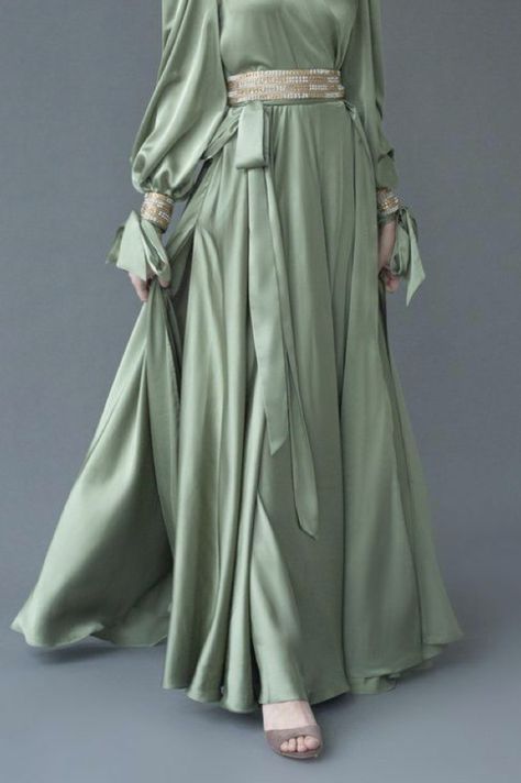 Sage Green Flowy Dress, Sage Green Abaya, Green Flowy Dress, Sage Green Dress, Color Theme, Flowy Dress, Color Themes, Fancy Dresses, Sage Green