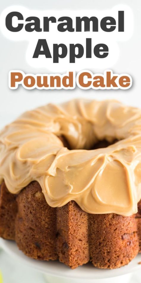 Apple Pound Cake, Caramel Apple Kits, Cake With Caramel Icing, Cake With Caramel Frosting, Caramel Apple Cake Recipe, Apple Items, Caramel Cake Recipe, Apple Bundt Cake, Dessert To Make