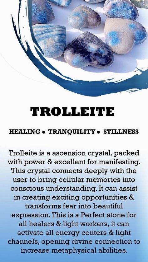 Trolleite Crystal Meaning, Crystal Identification, Crystal Seashells, Crystal Healing Chart, Crystal Guide, Crystals Healing Properties, Spiritual Crystals, Crystal Healing Stones, Crystal Magic