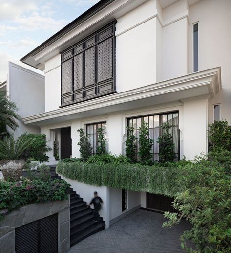 Classic Modern House Facade, Indonesian House Design, Maxi Dress Summer Casual, Indonesian House, Colonial Modern, American Style House, Cluster House, Modern Tropical House, Dress Summer Casual