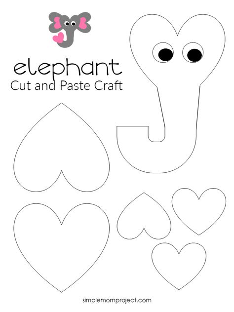 Here’s a fun & very cute heart elephant craft for your kids to enjoy! Bring a touch of the jungle to your home with this easy to make heart elephant craft. Complete with a free printable paper template, this elephant craft is an ideal homeschooling activity for toddlers or an art project for preschoolers & kindergartners, they also make awesome elephant cards for special occasions. So, click here to get your free printable heart elephant craft today! #elephantcraft #papercrafts Activities For Kids In School, Art Project For Preschoolers, Project For Preschoolers, Simple Mom Project, Elephant Craft, Elephant Template, Free Printable Paper, Elephant Cards, Valentine Art Projects