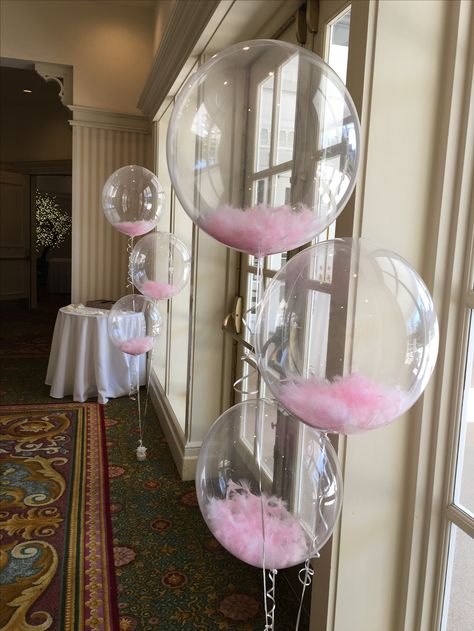 Helium Balloon Centerpieces, Clear Balloon Ideas, Tulle Balloons, Bobo Balloons, Birthday Room Decorations, Cute Birthday Ideas, Clear Balloons, Balloon Pop, Birthday Party Theme Decorations