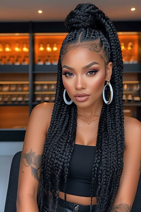 Jumbo Braid Styles, Knotless Box Braid Styles, Medium Large Knotless Box Braids, Knotless Box Braids Styles, 2024 Braids, Large Knotless Box Braids, Chunky Box Braids, Large Knotless Braids, Box Braids Styles