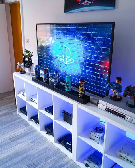 Multiple Console Set Up, Console Setup, Gaming Console Setup, Multiple Game Console Setup, Gaming Console Organization, Multiple Video Game Console Set Up, Wall Shelves For Gaming Consoles, Multi Console Gaming Setup, Video Game Console Shelf