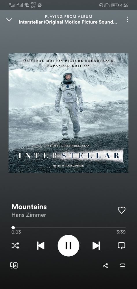 #music #hans #zimmer #interstellar #movie #soundtrack #spotify #screenshot Hans Zimmer Interstellar, Spotify Screenshot, Interstellar Movie, Almost There, Christopher Nolan, Main Theme, Creative Instagram Photo Ideas, Interstellar, Motion Picture