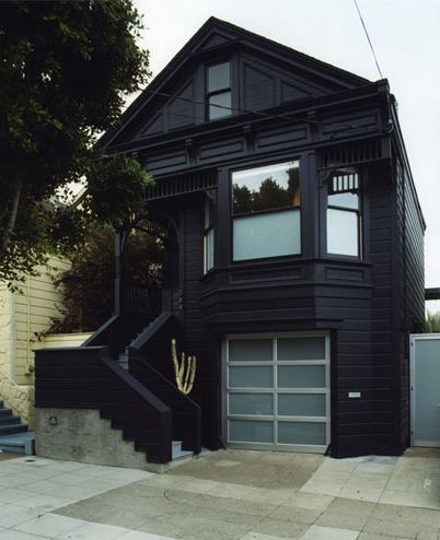 house described as Avant Garde goth Gothic Exterior, Dark Home Exterior, Goth House, Goth Houses, Victorian Exterior, Exterior Facade, Black Houses, Dark House, Dark Home