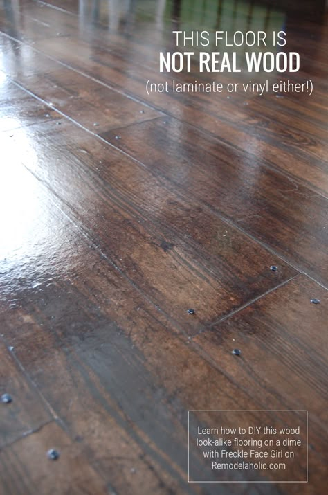 Faux Painted Wood Floors, Wood Subfloor Makeover, Faux Wood Concrete Floor Diy, Faux Tile Concrete Floor, Wood Block Flooring Diy, Faux Wood Flooring Tile, Wood Look Concrete Floor, Repurpose Hardwood Flooring, Faux Stone Floor