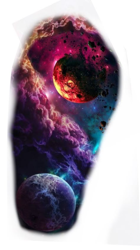 Galaxy Themed Tattoo Sleeve, Galaxy Leg Tattoos Women, Galaxy Cover Up Tattoo, Space Tattoo Color, Galaxy Sleeve Tattoos For Women, Cosmic Tattoo Galaxies, Galaxy Tattoo Design, Galaxy Tattoos, Northern Lights Tattoo