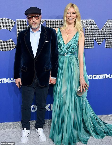 Holding hands:  Matthew Vaughn held hands with his wife Claudia Schiffer Matthew Vaughn, Poppy Delevingne, Kim Kardashian Red Carpet, Kendall Jenner Outfits, Claudia Schiffer, Elle Magazine, Victoria Dress, Red Carpet Dresses, Shakira