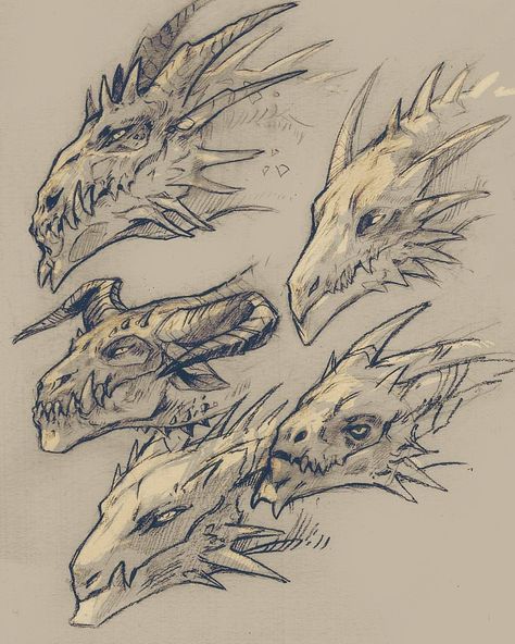 Three Headed Dragon, Dragon Poses, Dragon Anatomy, Dragon Heads, Dragon Artwork Fantasy, Dragon Sketch, Creature Artwork, Creature Drawings, Dragon Pictures