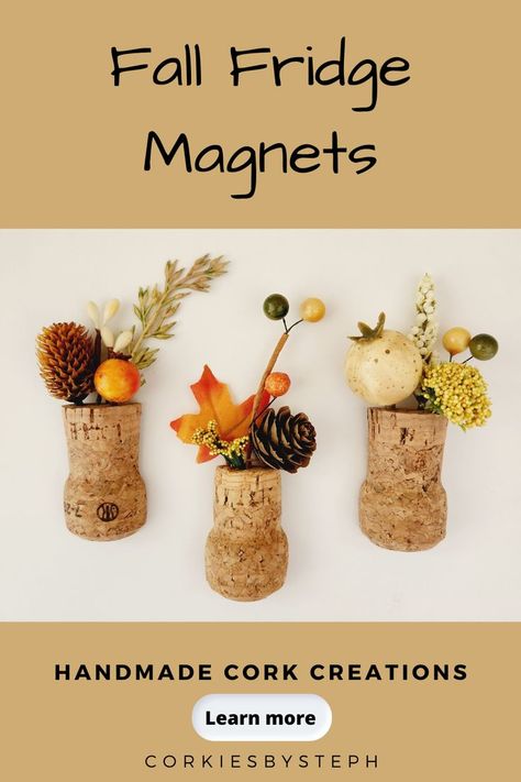 This set of 3 champagne cork magnets is ready to add a unique splash of color to your fridge, cubicle, white board, filing cabinet, or any other magnetic surface. Two strong magnets on the back of each cork are very strong and each cork can hold 6 sheets of paper. These magnet sets make perfect gifts for coworkers, friends, and relatives, and single magnets would be a fun wedding favor for guests! $15 free shipping Workstation & Cubicle Accessories, Wine Fridge Accessories, Coastal Table Decor, Cork Magnet, Cute Teacher Gifts, Locker Decorations, Champagne Corks, Cubicle Decor, Best Wedding Favors