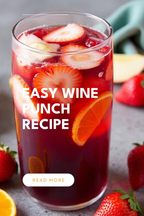 Looking for a refreshing drink to impress your friends at your next gathering? This easy wine punch combines fruity flavors with your favorite wine for a delightful twist perfect for parties or just a cozy evening. You only need a few simple ingredients, like fresh fruits and a light sparkling addition, to whip up this fun cocktail that speaks cheer. Learn how to serve a crowd-pleasing wine punch that's flexible and adaptable, ensuring a bright taste that everyone will enjoy with every sip. Red Wine Punch Recipes, Wine Punch Recipes Moscato, Wine Punch Recipes Easy, Fruit Punch Alcohol Drinks, Wine Punch Recipes, Bahama Mama Cocktail, Wine Punch, Vodka Punch, Easy Alcoholic Drinks