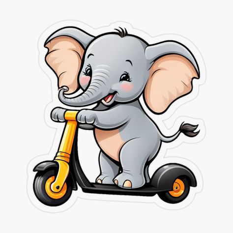 Get my art printed on awesome products. Support me at Redbubble #RBandME: https://www.redbubble.com/i/sticker/Cute-Smiling-Elephant-Riding-a-Scooter-by-wolfer21/157322716.O9UDB?asc=u Elephant Stickers Printable, Smiling Elephant, Elephant Mascot, Cute Elephant Cartoon, Elephant Riding, Space Hopper, Elephant Ride, Elephant Stickers, Pogo Stick