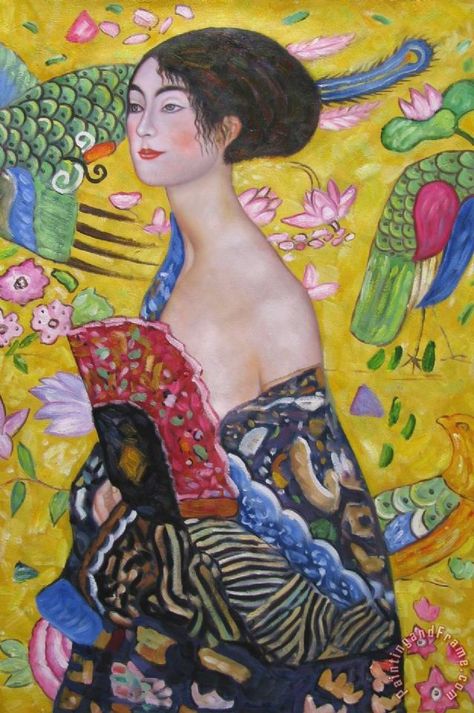 Woman with Fan painting - Gustav Klimt Woman with Fan Art Print Gustav Klimt Paintings, Klimt Women, Fan Painting, Gustav Klimt Art, Top Paintings, Klimt Paintings, Klimt Art, Ship Paintings, Art Women